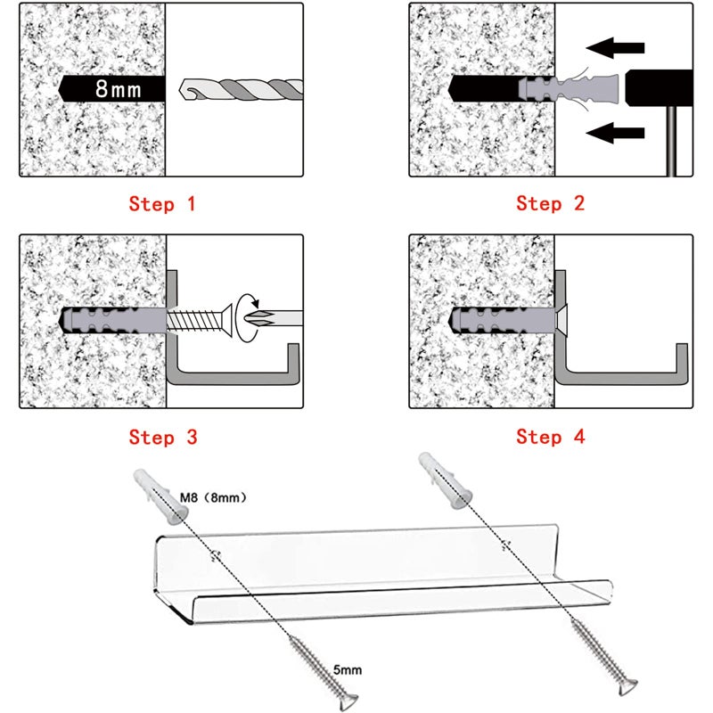 Cerpourt Acrylic Floating Wall Ledge Shelf  Clear Bathroom Storage Shelves Display Acrylic 15"" Invisible Bookshelf (2pack) - Image 5